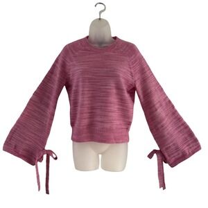 J.Crew Collection Sweater Womens Small‎ Pink Alpaca Wool Tie Cuff Sleeves H0430